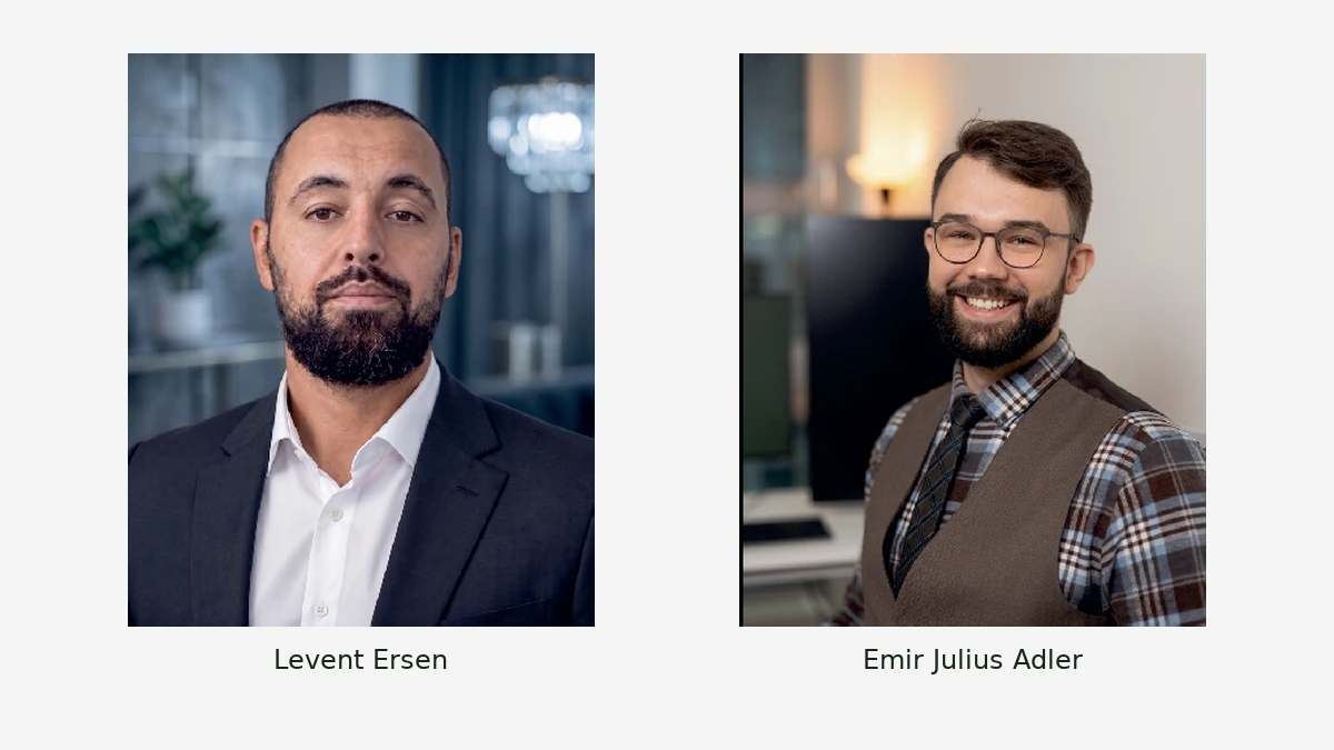 ZULIO-Gründer Levent Ersen links und Emir Julius Adler rechts in zwei Porträts